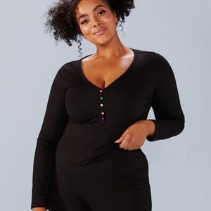 Rainbow Buttons Cropped Henley | Modcloth x Collectif | New with Tags